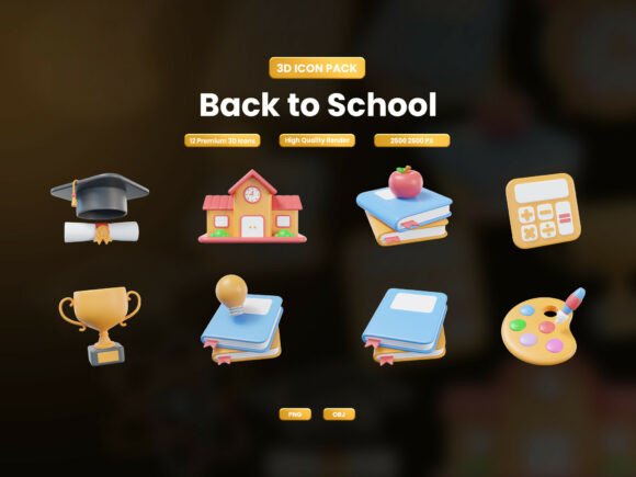 Back to School 3D Icon Pack: A Vibrant Solution for Educational and Creative Projects