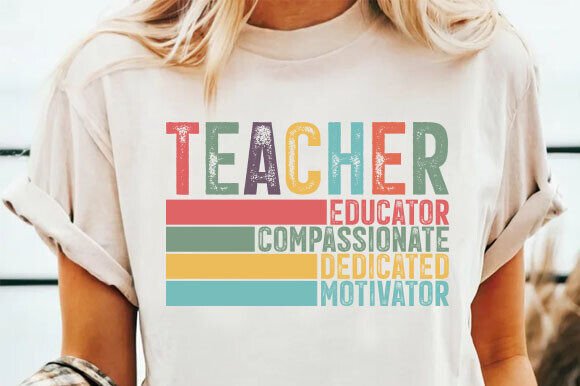 Back to School Colorful Teacher T-Shirt: A Digital Design for Creative Projects