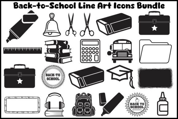 Back-to-School Line Art Icons Bundle