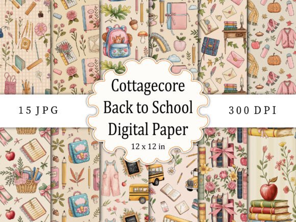 Cottagecore Back to School Digital Paper