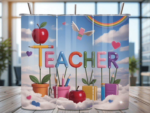 Teachers Back to School Tumbler Wrap PNG